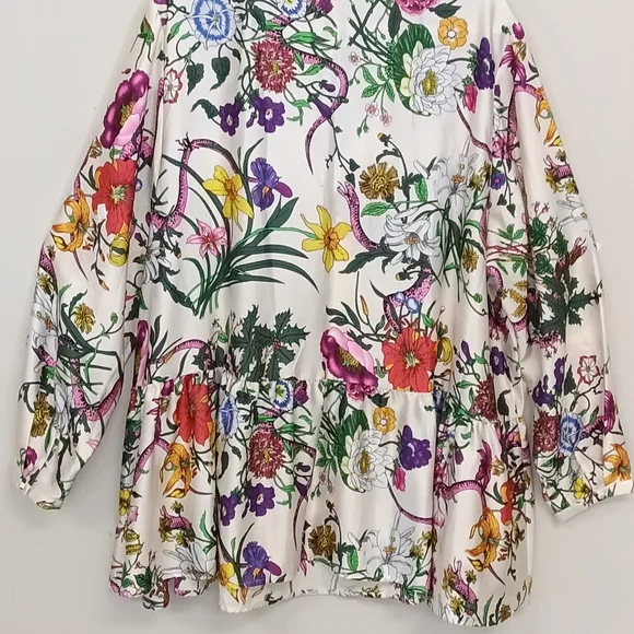 Ellos Floral Garden Multicolor Babydoll Blouse Plus Sz 28 - Picture 4 of 8